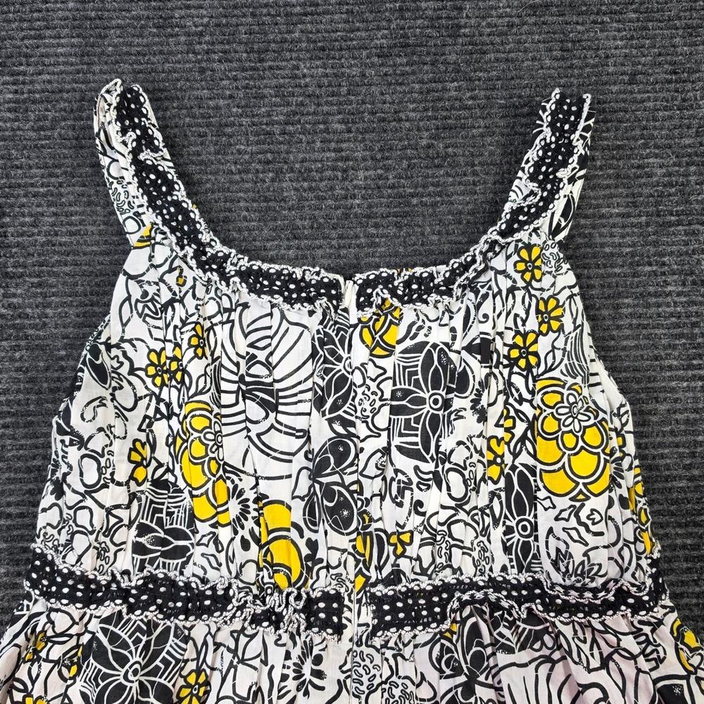 Suzie Chin Maggy Boutique Dress Women 8 Yellow Floral Good Cotton Sundress